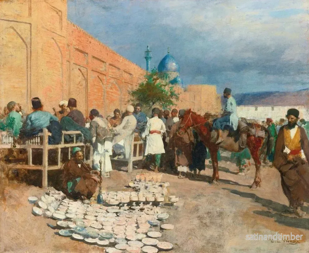 Reproduktion av målningen av det persiska kaféet, keramikförsäljaren - Edwin Lord Weeks - Bild 2