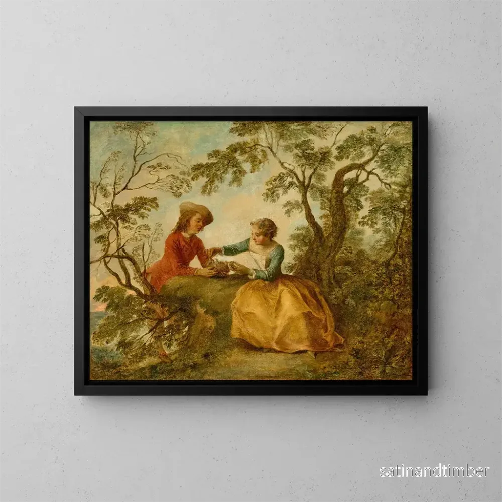 Reproduktion av målningen Le Nid d’oiseaux – Nicolas Lancret Reproduktion av målningen Le Nid d’oiseaux – Nicolas Lancret