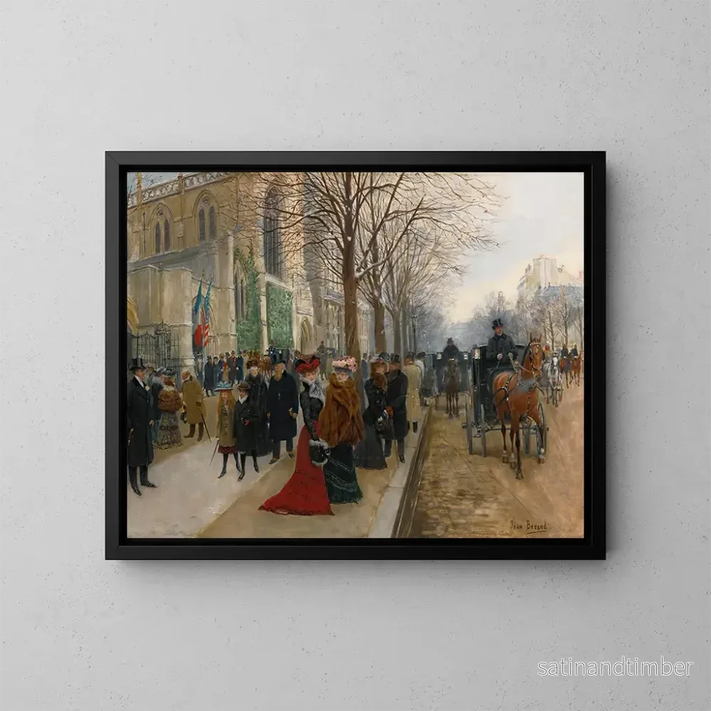 Reproduktion av målningen Efter mässan i helgedomen Sainte-Trinité, jul 1890 - Jean Béraud