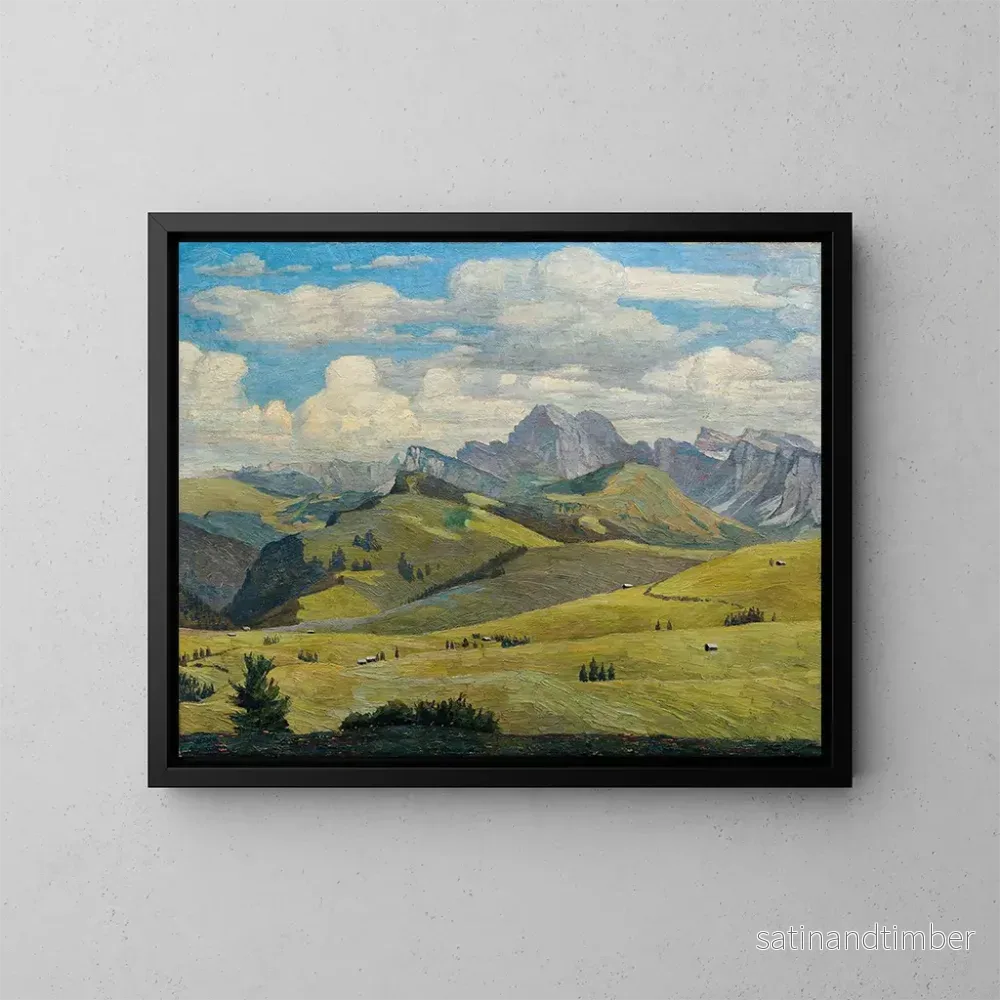 Reproduktion av målningen Alpe de Siusi Tyrol du Sud – Max Kahrer Reproduktion av målningen Alpe de Siusi Tyrol du Sud – Max Kahrer