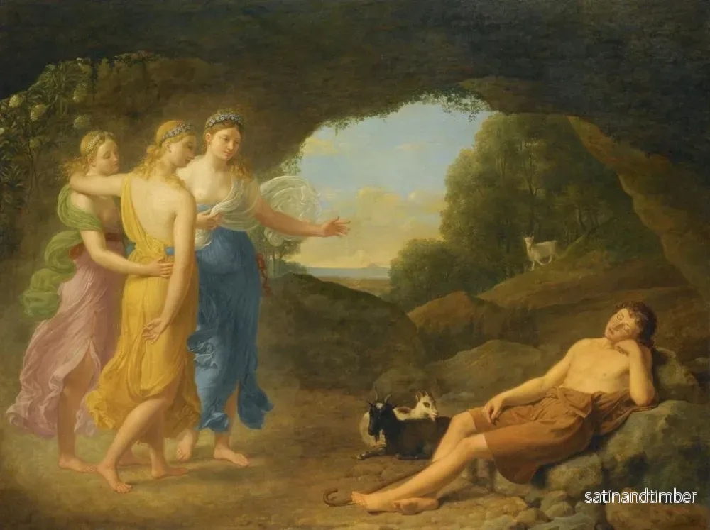 Reproduktion av målningen Le rêve de Daphnis où les nymphes annoncent le retour en toute sécurité de Chloé - Joseph François Ducq - Bild 2