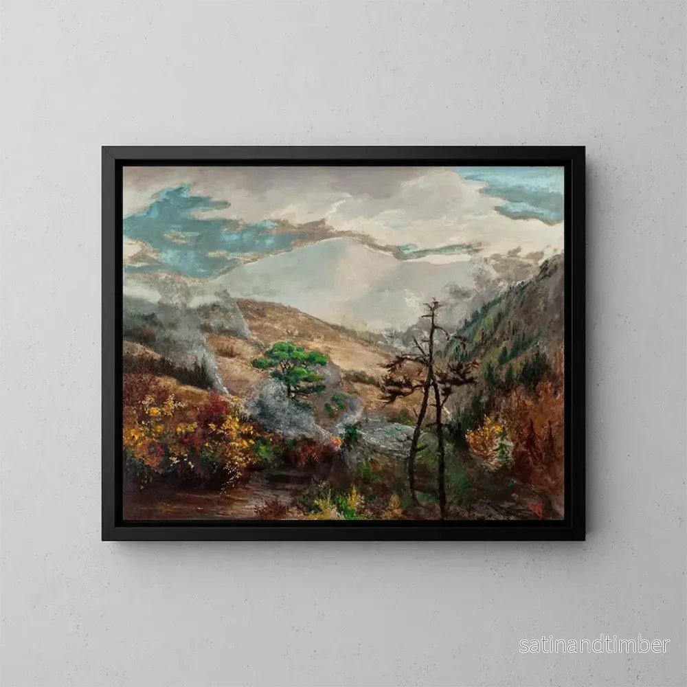 Reproduktion av målningen av stora rökande berg i Waynesville i North Carolina-bergen – Sarah Ann Freeman Clarke Reproduktion av målningen av stora rökande berg i Waynesville i North Carolina-bergen – Sarah Ann Freeman Clarke