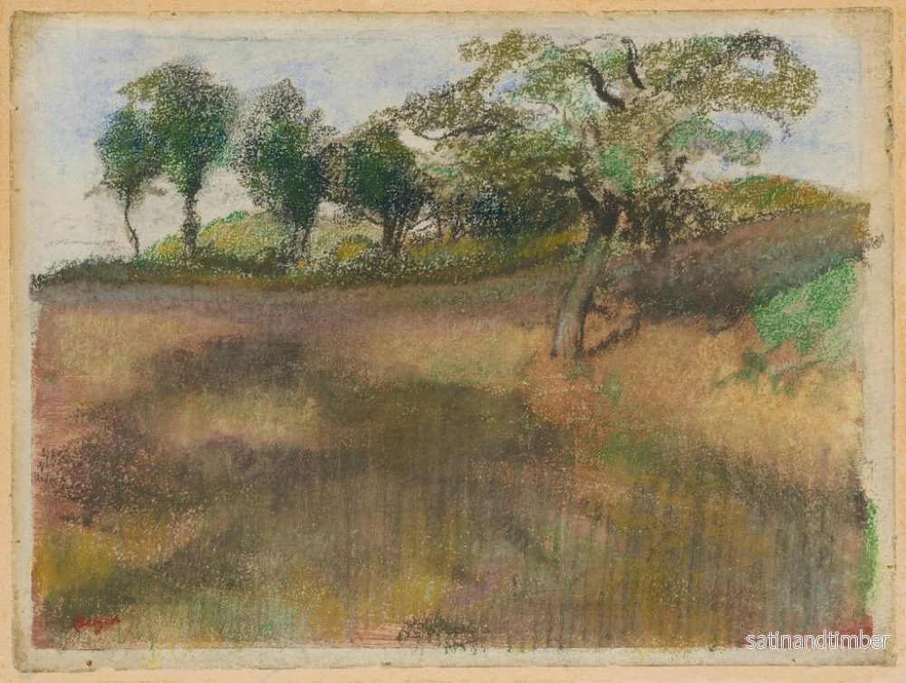 Reproduktion av målningen Champ labouré bordé d'arbres - Edgar Degas - Bild 2