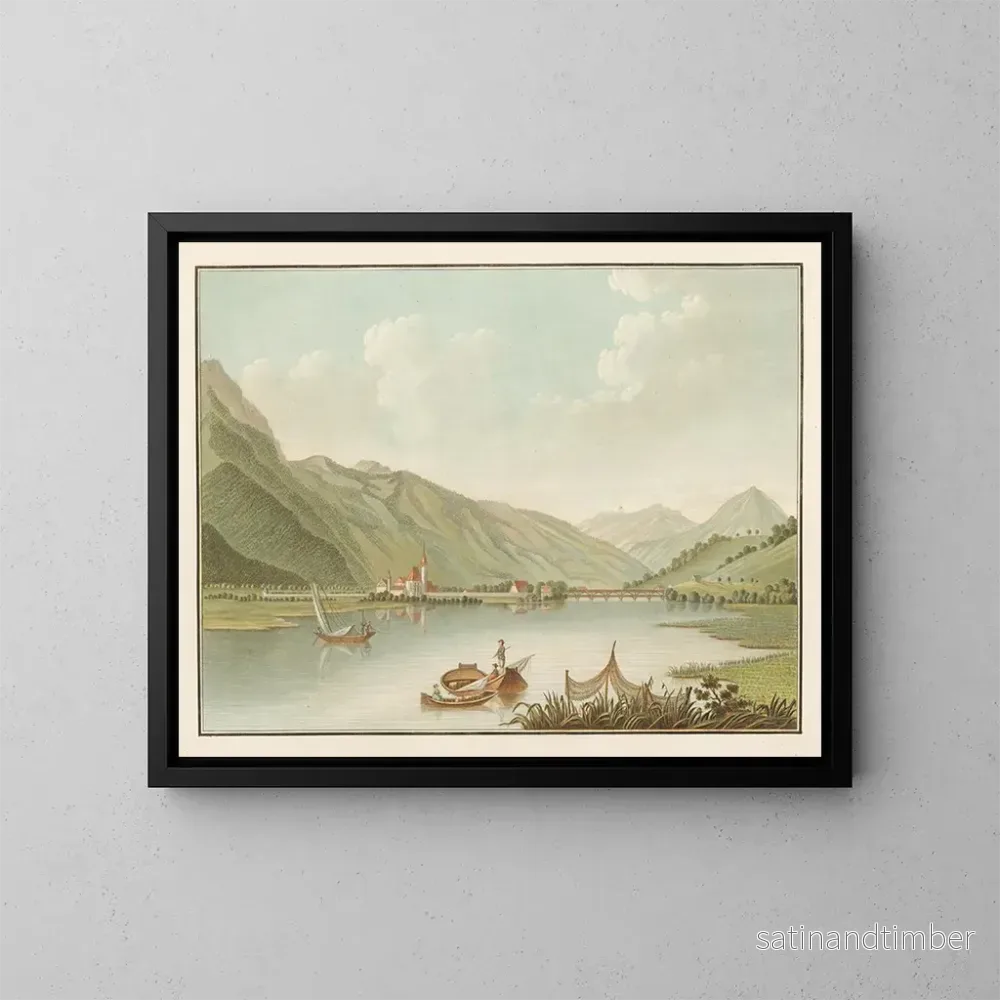 Reproduktion av målningen Vue d'Interlaken sur le lac de Brienz - Caspar Wolf