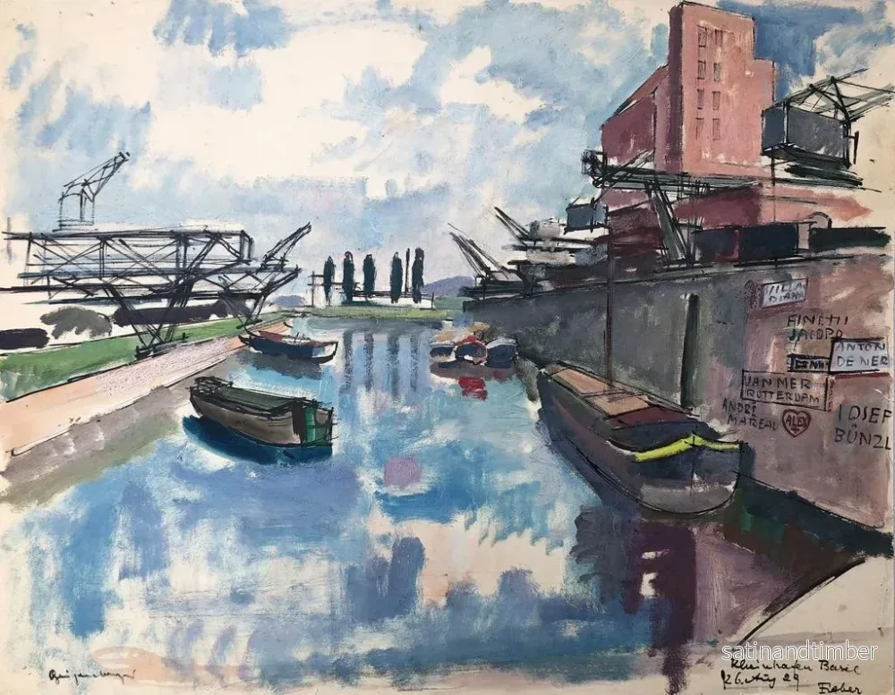 Reproduktion av målningen Port du Rhin à Bâle - Otto Geigenberger - Bild 2