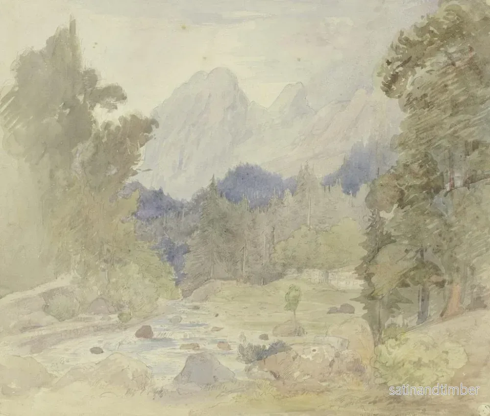 Reproduktion av målningen Landskapsmålning med en bäck nära Berchtesgaden - Johann Balthasar Bauer - Bild 2