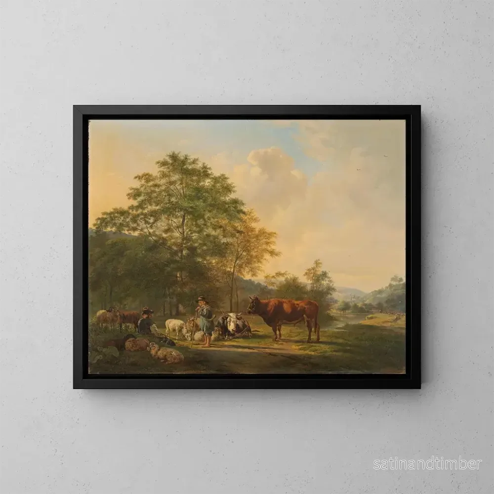 Reproduktion av målningen Landskap med böljande kullar, en herde och boskap – Pieter Gerardus van Os Reproduktion av målningen Landskap med böljande kullar, en herde och boskap – Pieter Gerardus van Os