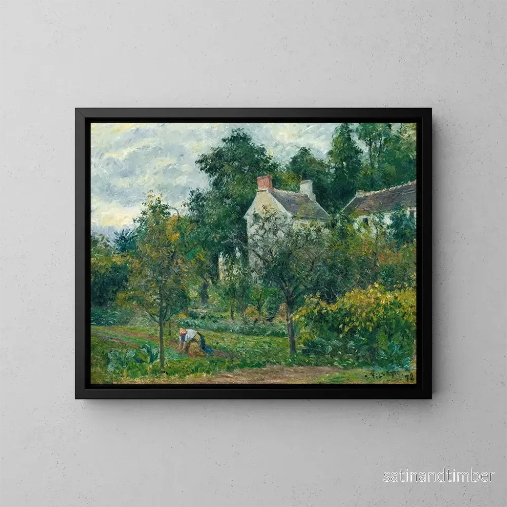 Reproduktion av målningen La Maison Rondest och dess trädgård l’Hermitage, Pontoise – Camille Pissarro