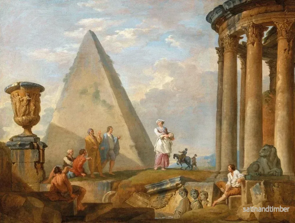 Reproduktion av målningen Ruiner med en kvinna som predikar - Giovanni Paolo Panini - Bild 2
