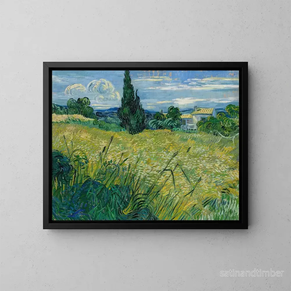 Reproduktion av målningen av grönt vetefält med cypresser - Vincent van Gogh