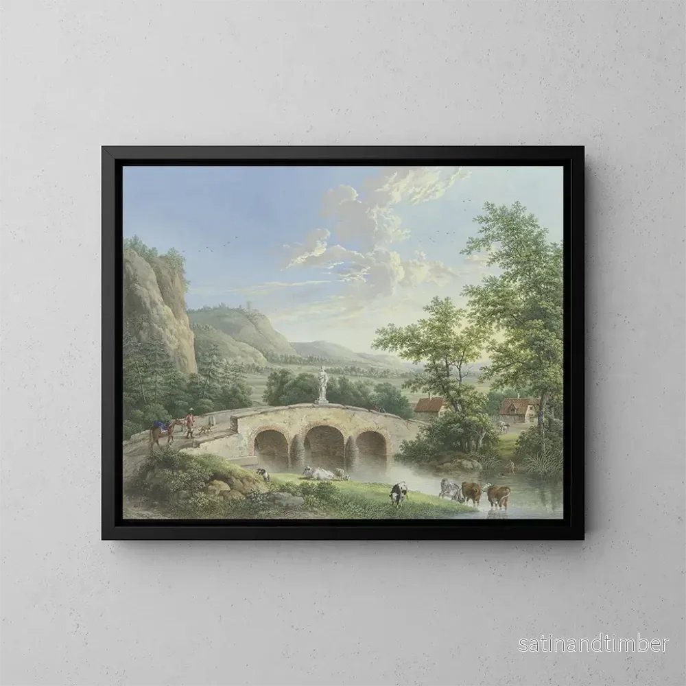 Reproduktion av målningen Landskap med en stenbro där en antik skulptur är placerad – Johann Georg Pforr Reproduktion av målningen Landskap med en stenbro där en antik skulptur är placerad – Johann Georg Pforr