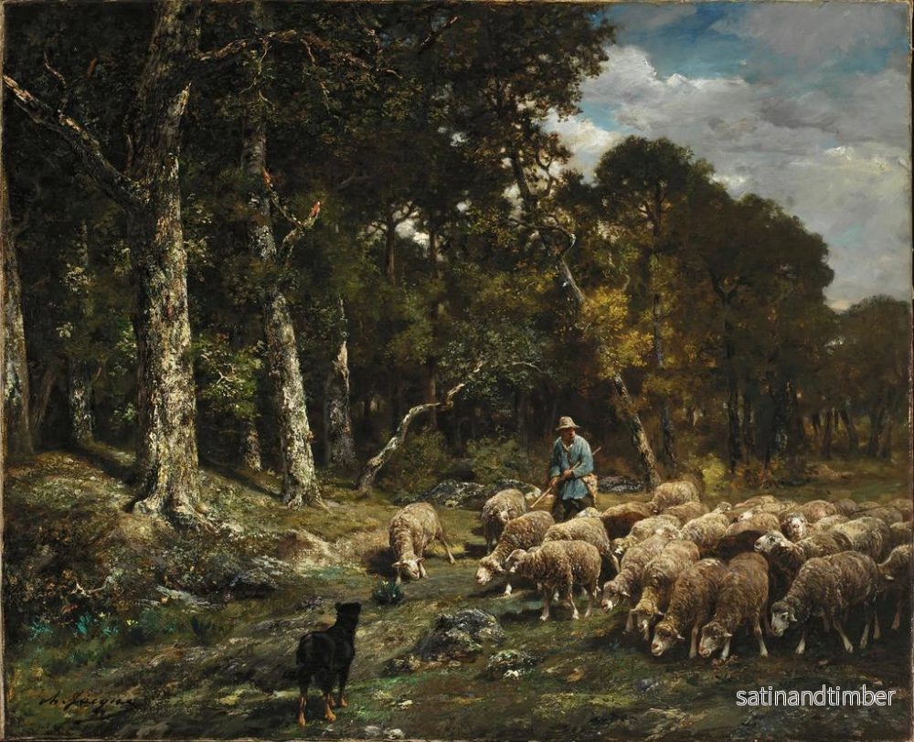 Reproduktion av målningen Le Troupeau - Charles Émile Jacque - Bild 2