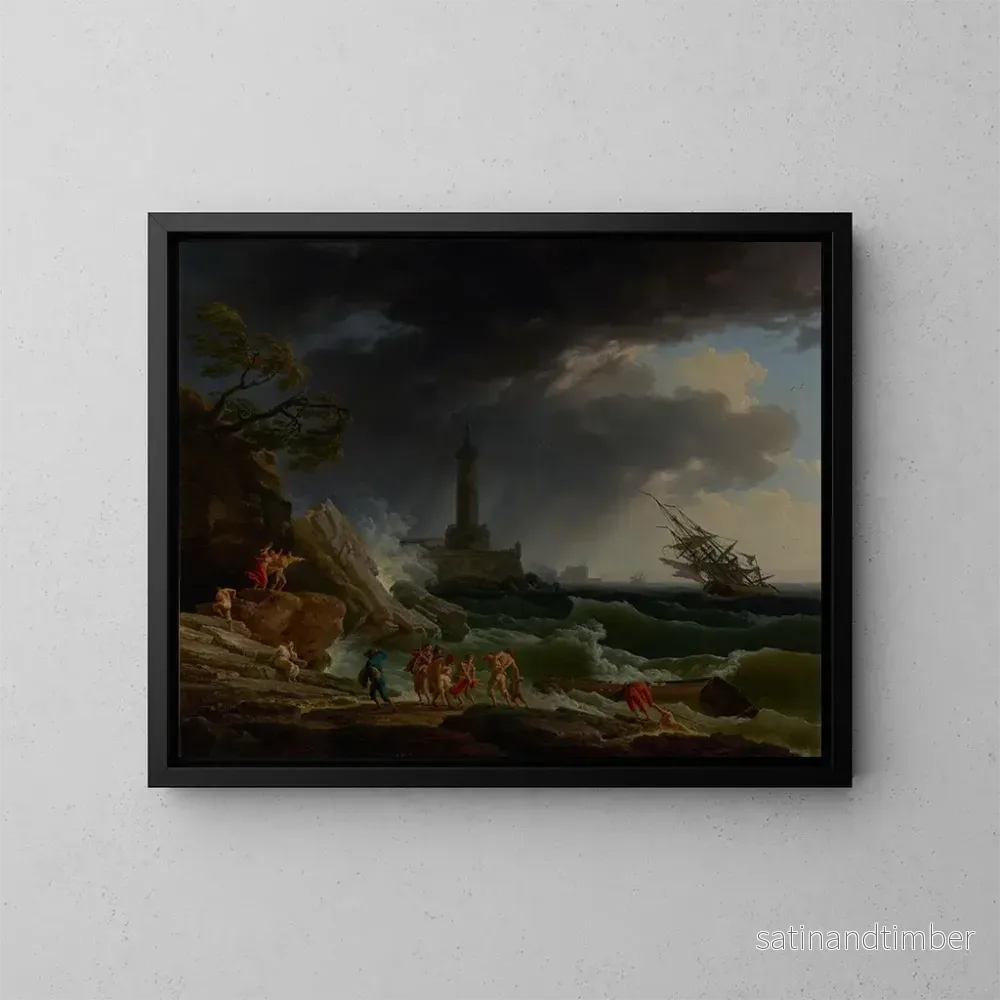 Reproduktion av målningen En storm på en medelhavskust - Claude-Joseph Vernet