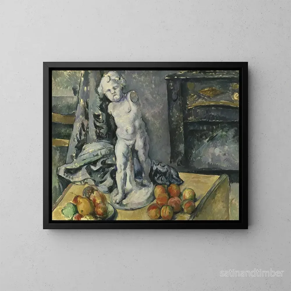 Reproduktion av målningen av naturtavla med en gips-Cupido - Paul Cézanne