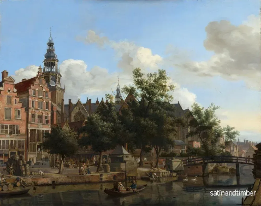 Reproduktion av målningen Vue de l'Oudezijds Voorburgwal avec l'Oude Kerk à Amsterdam - Jan van der Heyden - Bild 2