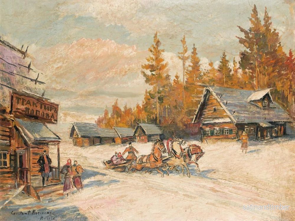 Reproduktion av målningen av vinteråkning med släde - Konstantin Alexeïevitch Korovine - Bild 2