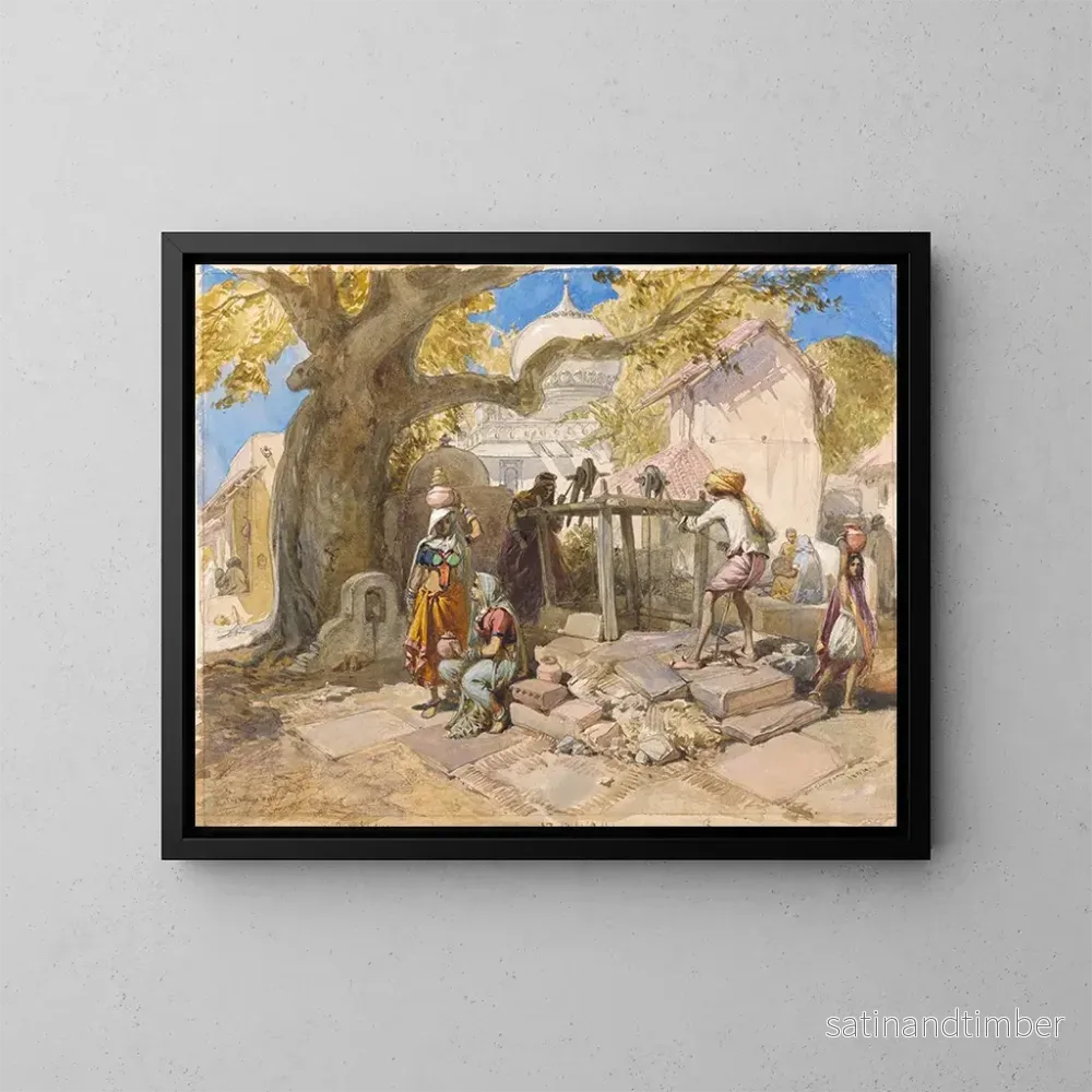 Reproduktion av målningen Le Puits du village - William Simpson