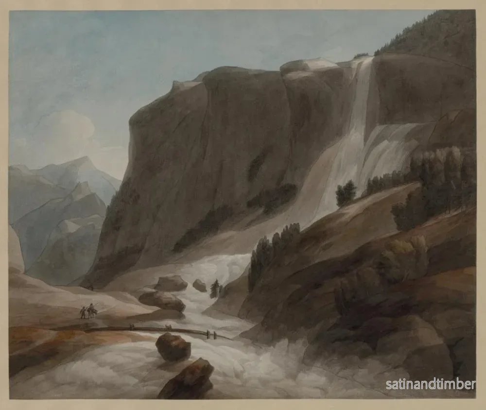 Reproduktion av målningen Cascade mellan Chiavenna och berget Splügen - Francis Towne - Bild 2