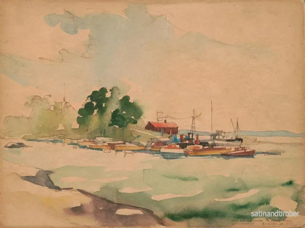 Reproduktion av målningen Saltsjöbaden, en halvtimme från Stockholm - Victor Alfred Lundy - Bild 2