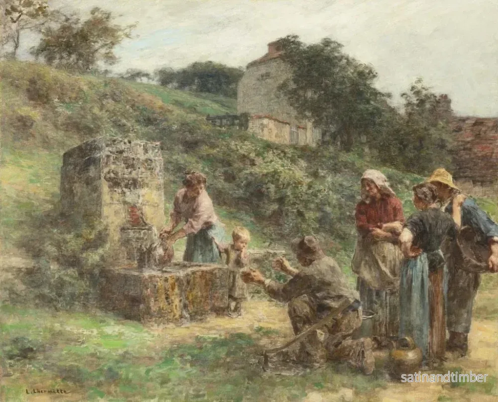 Reproduktion av målningen La Fontaine - Léon Augustin Lhermitte - Bild 2
