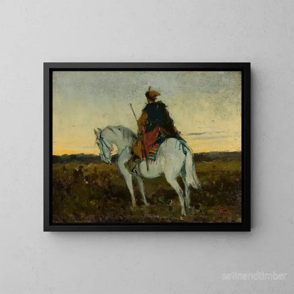 Reproduktion av målningen Cavalier oriental sur un cheval blanc - Jan Chełmiński