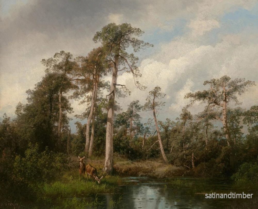 Reproduktion av målningen av Hjort i träsket vid Gulph - Hermann Ottomar Herzog - Bild 2