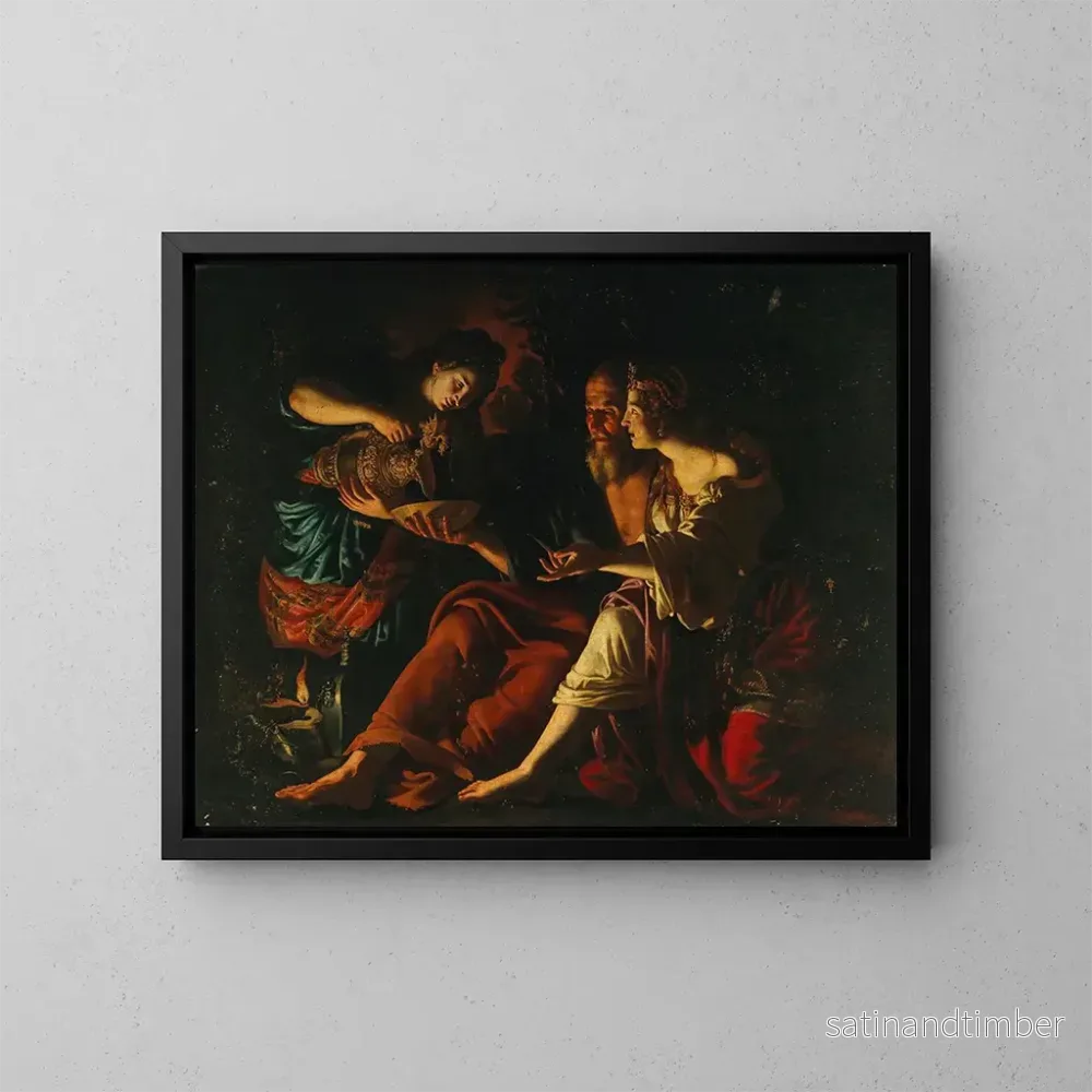 Reproduktion av målningen Lot och hans döttrar - Giovanni Francesco Guerrieri