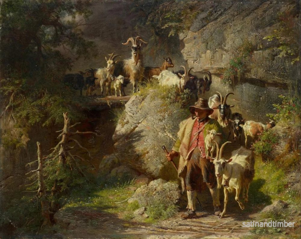 Reproduktion av målningen av herdar med en flock getter - Josef Anton Braith - Bild 2