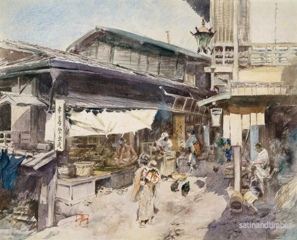 Reproduktion av målningen av gatubild i Ikao, Japan - Robert Frederick Blum - Bild 2
