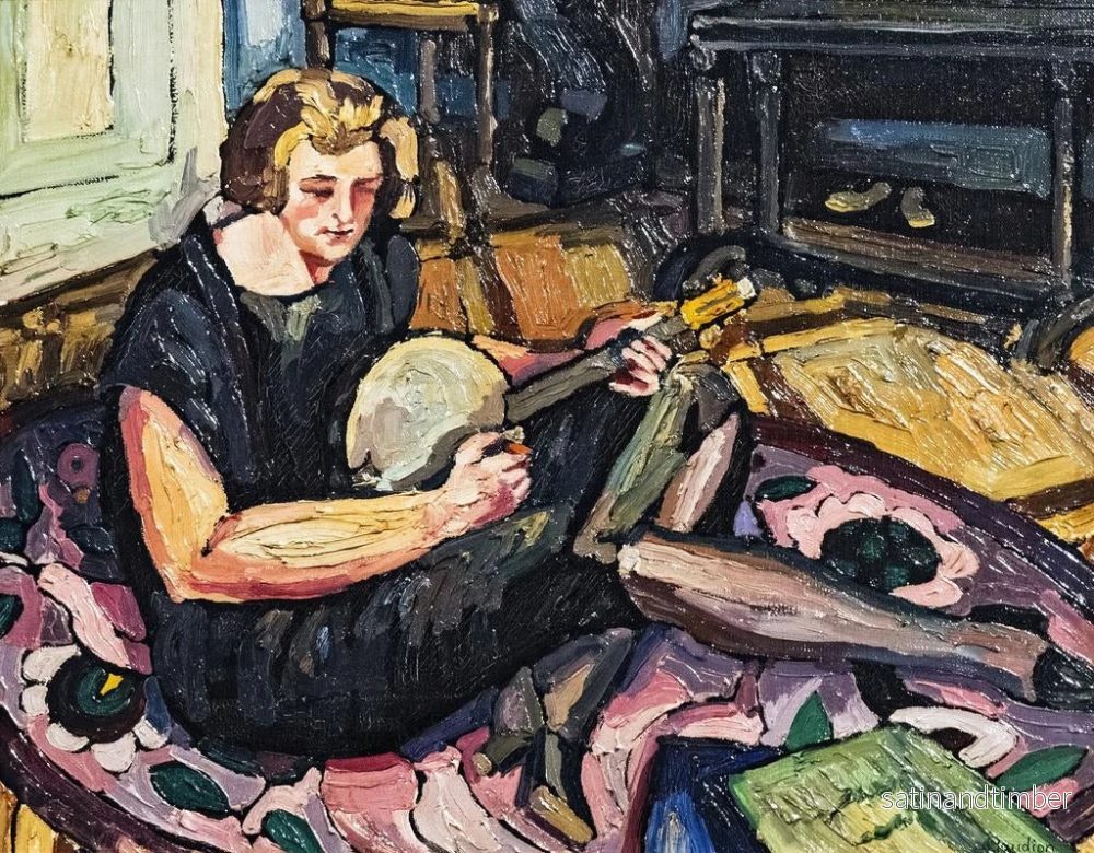 Reproduktion av målningen Luce med banjo i vardagsrummet i Rabastens - Georges Gaudion - Bild 2