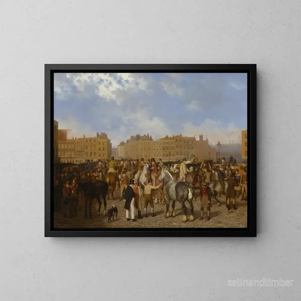 Reproduktion av målningen av det gamla Smithfield-marknaden - Jacques-Laurent Agasse