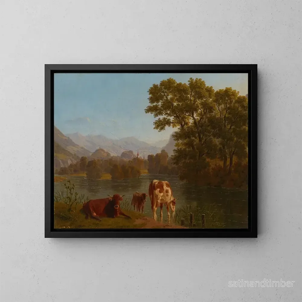 Reproduktion av målningen Landskap av Aare - Johann Jakob Biedermann