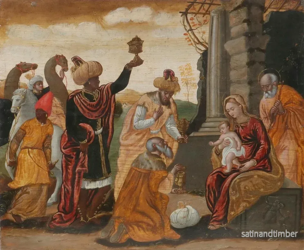 Reproduktion av målningen L'Adoration des Mages - Ecole vénéto-crétoise - Bild 2