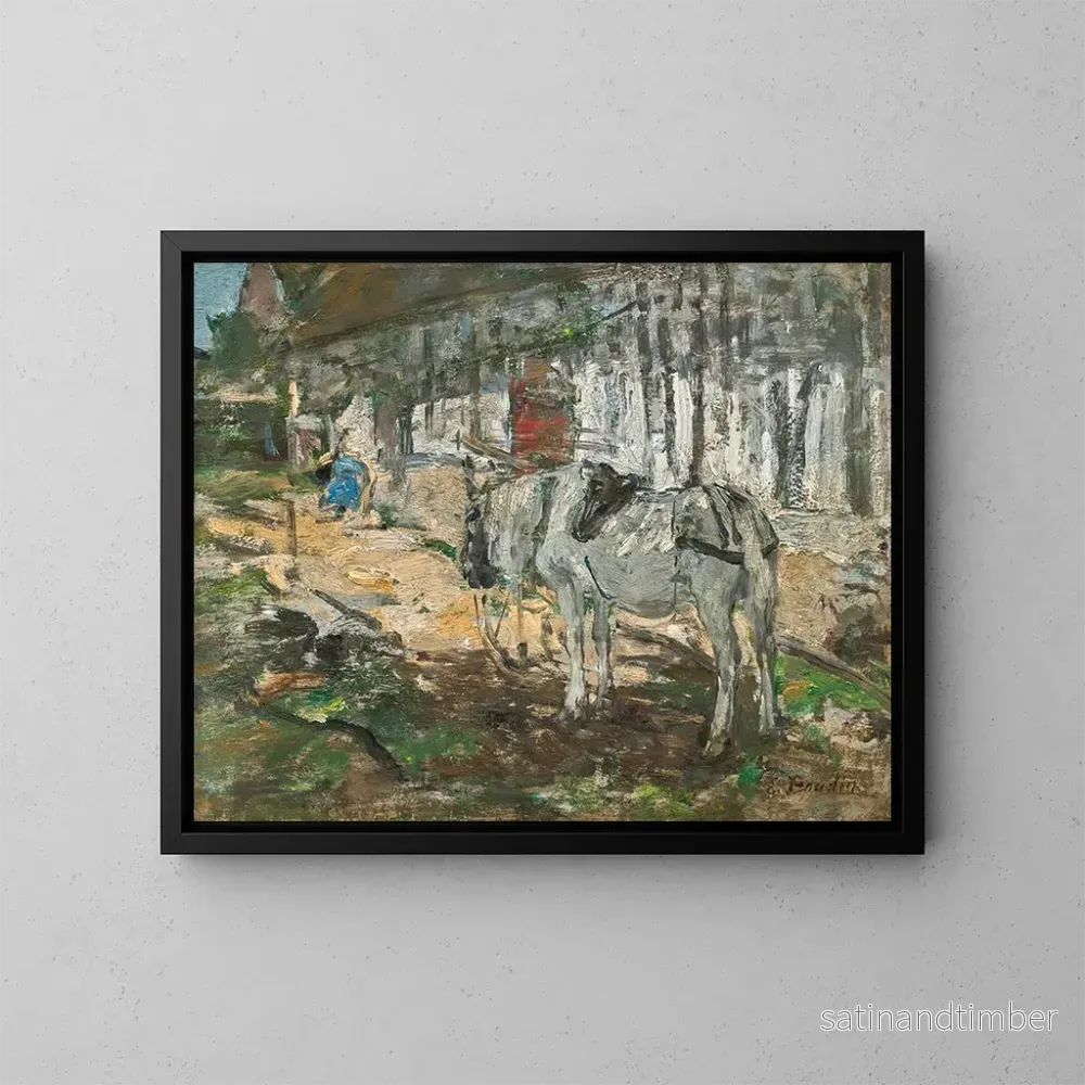Reproduktion av målningen av normandisk häst - Eugène Boudin