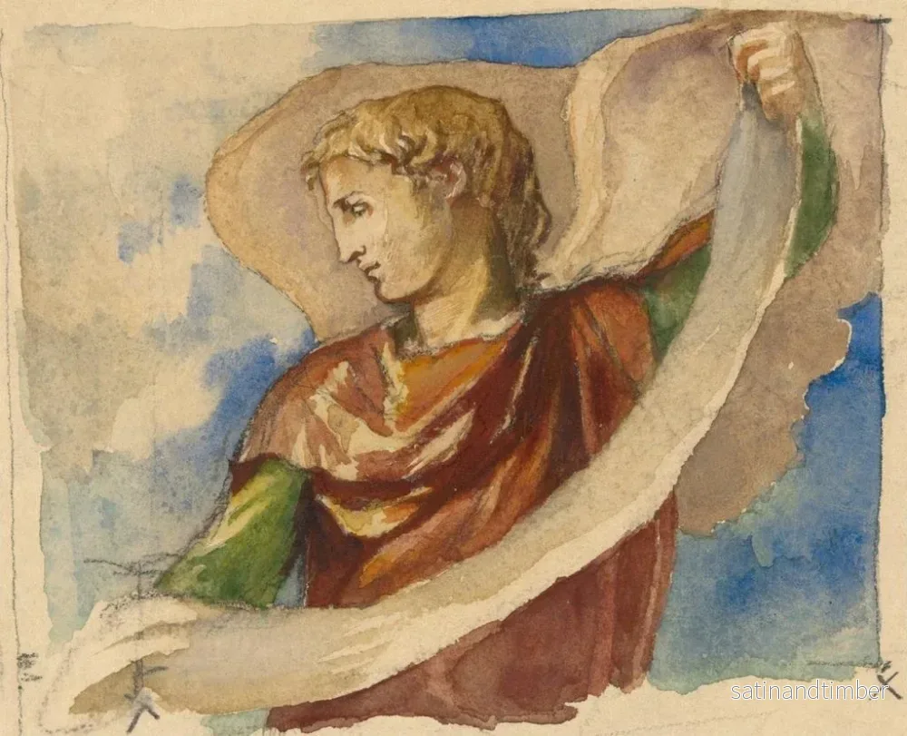Reproduktion av målningen Studie för en ängel i dekorationen av Trinity-kyrkan i Boston - John La Farge - Bild 2
