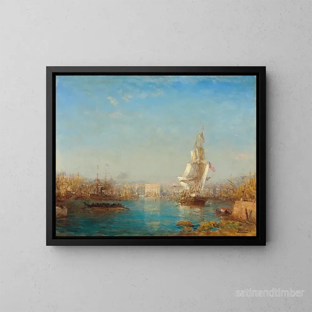Reproduktion av målningen L'entrée du canal de Marseille - Félix Ziem