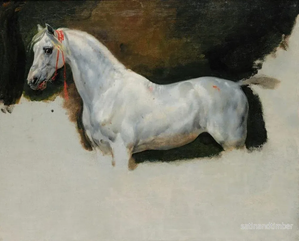 Reproduktion av målningen Studie av en vit häst - Horace Vernet - Bild 2