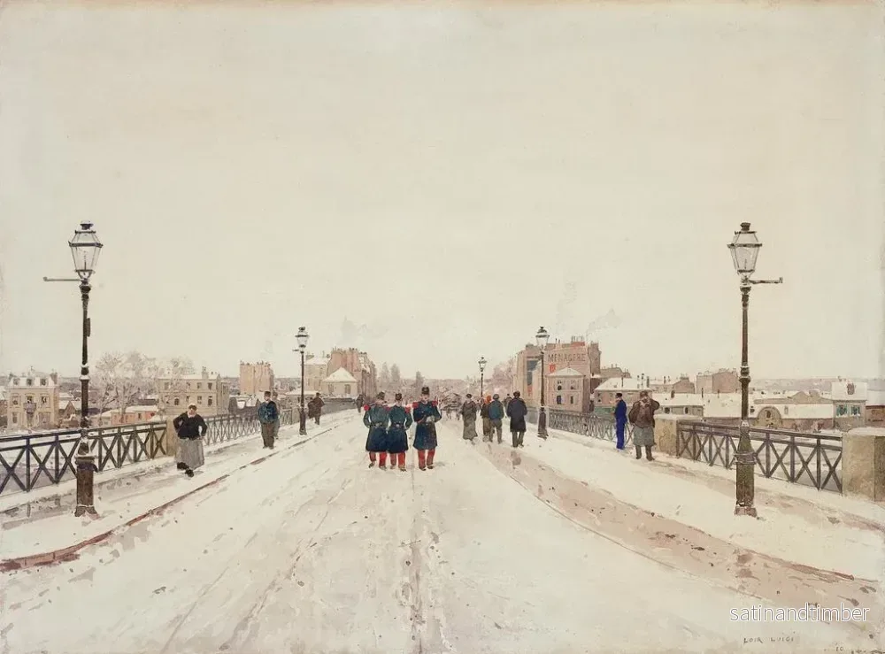 Reproduktion av målningen Figurer på en bro i snö - Luigi Loir - Bild 2