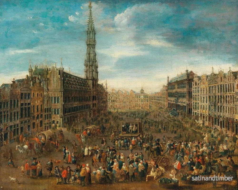 Reproduktion av målningen En marknadsplats scen på Grand-Place i Bryssel - Flamländska skolan - Bild 2
