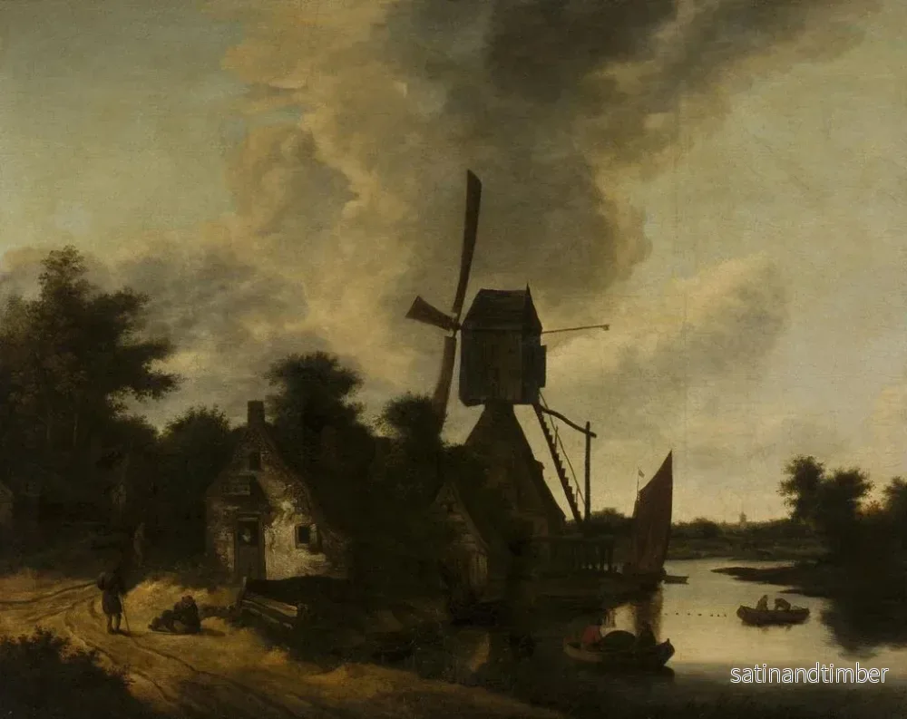 Reproduktion av målningen Landskap med en väderkvarn - Salomon Rombouts - Bild 2