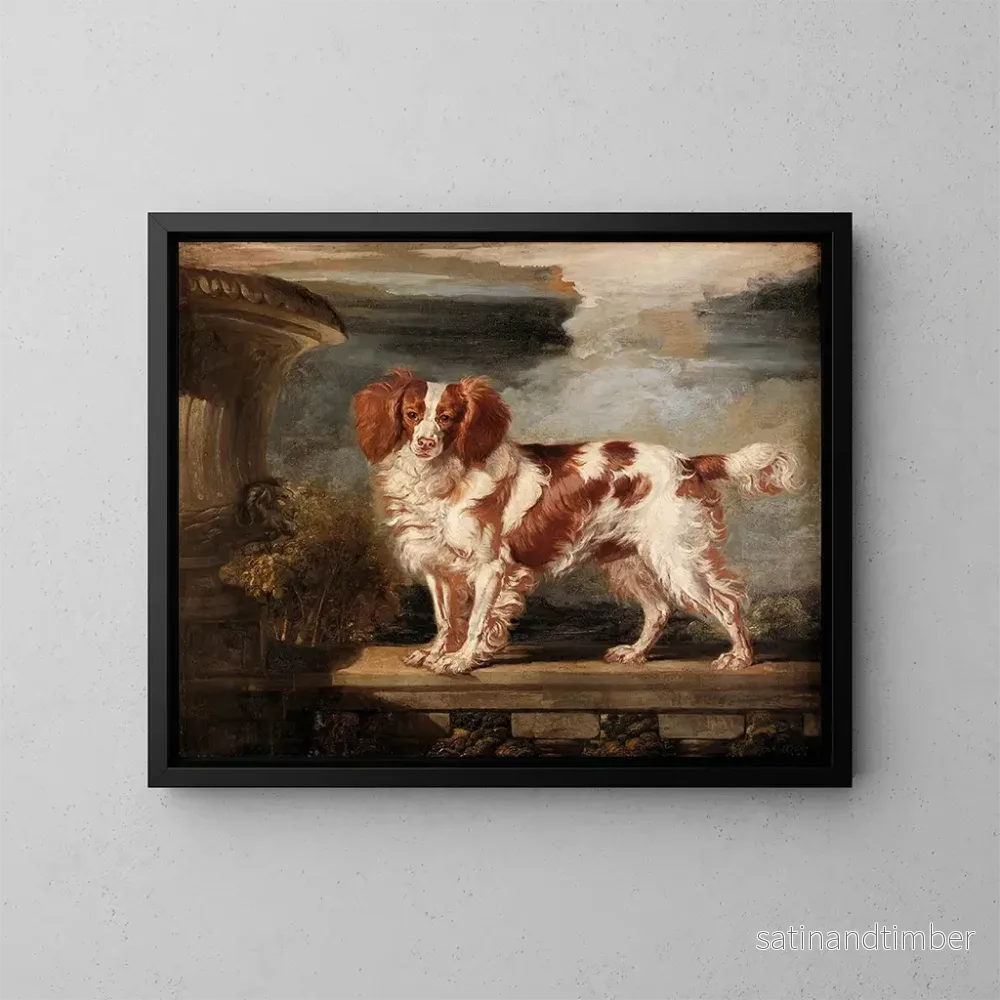Reproduktion av målningen av Dashs porträtt, en favoritspaniel, ägd av Lady Frances Vane-Tempest - James Ward