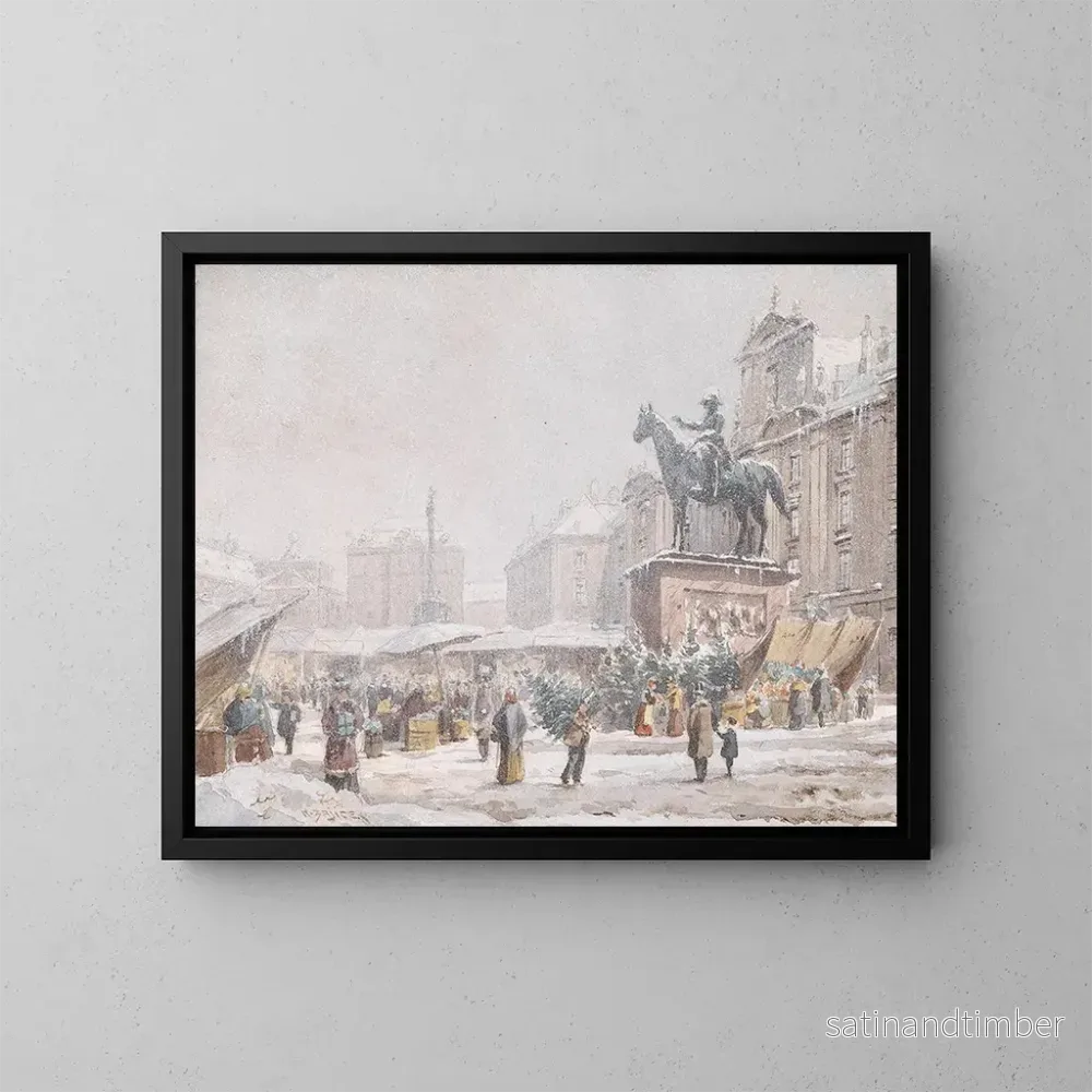 Reproduktion av målningen av julmarknad vid Am Hof - Karl Wenzel Zajicek