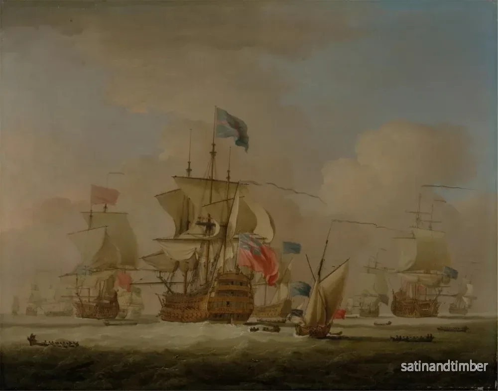 Reproduktion av målningen Men of War och en Sloop - Peter Monamy - Bild 2
