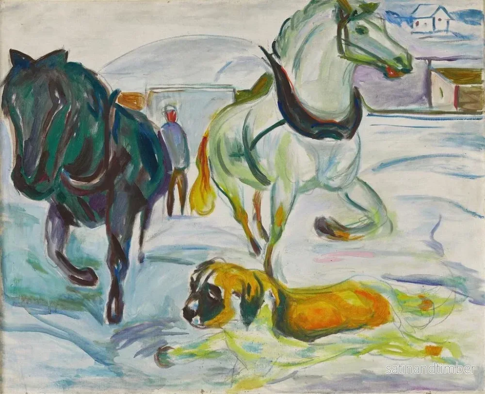 Reproduktion av målningen av hästteam och en Saint-Bernard i snön - Edvard Munch - Bild 2