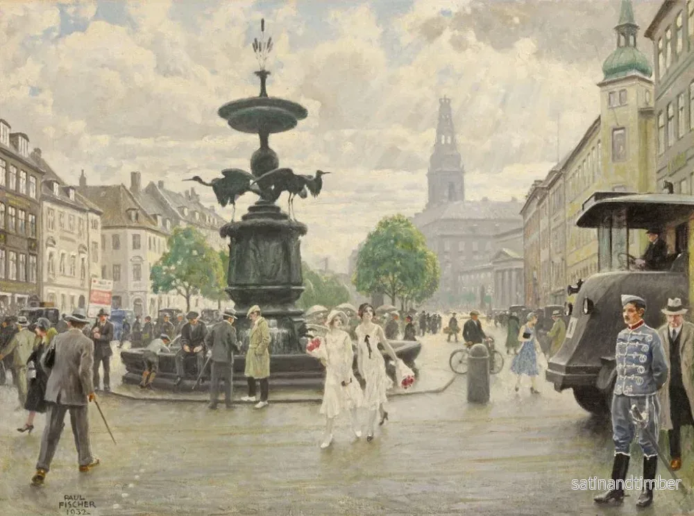 Reproduktion av målningen La place animée d'Amager à Copenhague - Paul Fischer - Bild 2