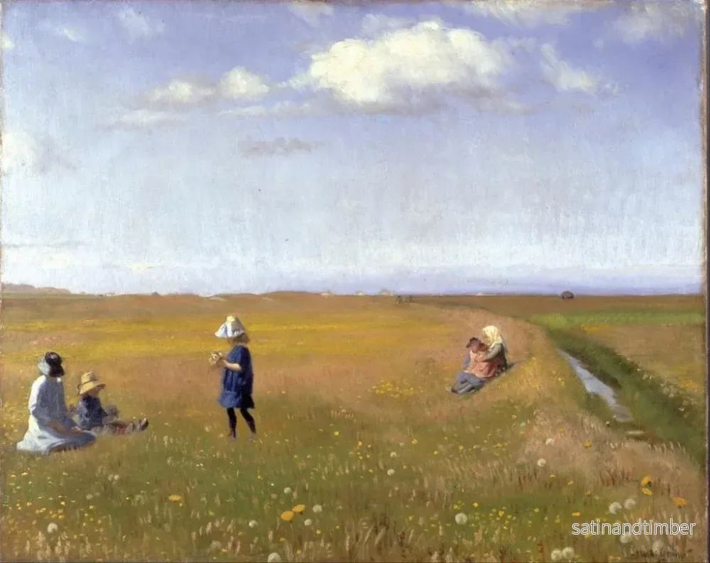 Reproduktion av målningen Barn och unga flickor plockar blommor i ett fält norr om Skagen - Michael Ancher - Bild 2