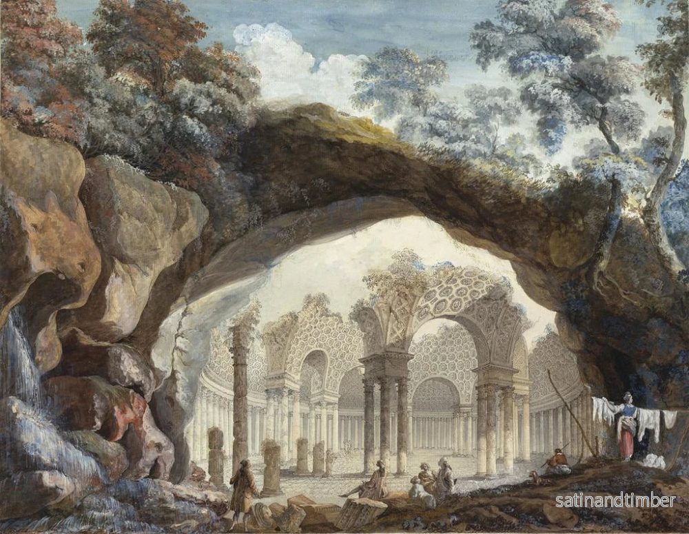 Reproduktion av målningen Ruiner av ett cirkulärt tempel sett genom en naturlig båge - Pierre-Adrien Pris - Bild 2