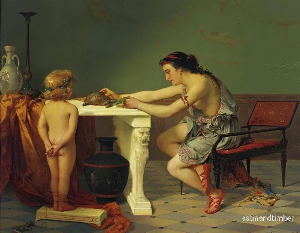 Reproduktion av målningen Nourrir la tortue - Pierre Olivier Joseph Coomans - Bild 2