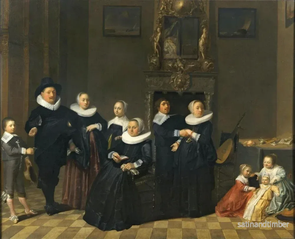 Reproduktion av målningen Porträtt av en familj i ett elegant interiör - Haarlemskolan - Bild 2