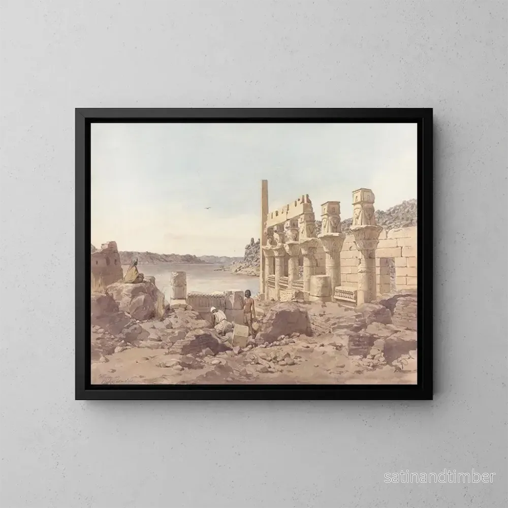 Reproduktion av målningen Vue des temples de Philae à Assouan - Willem de Famars Testas